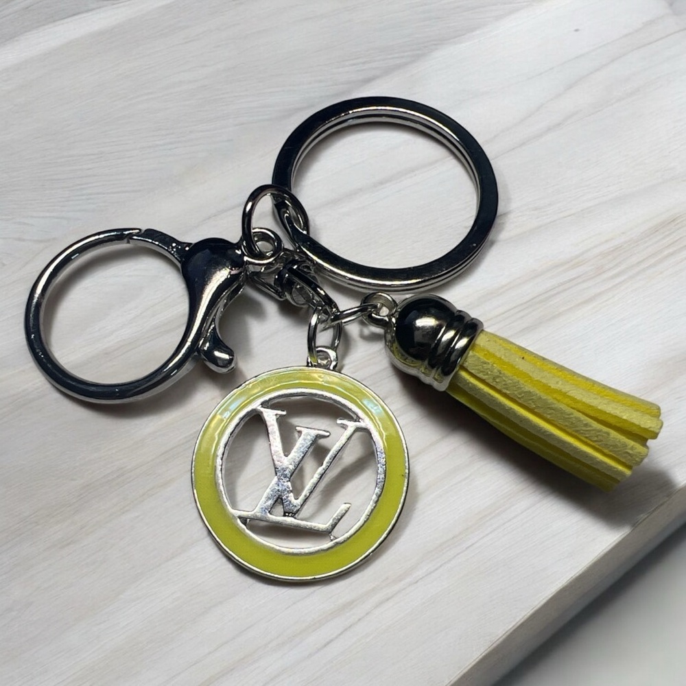 Yellow Keychain with Silver Accents